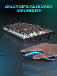 Taiahiro 機械遊戲鍵盤和鼠標二合一,打字機風格機械遊戲鍵盤,黑色復古朋克遊戲鍵盤帶RGB背光,104鑰匙藍色的開關有線可愛鍵盤,圓形鑰匙適用於 - 黑色 - 查看 9