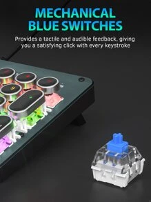 Taiahiro 機械遊戲鍵盤和鼠標二合一,打字機風格機械遊戲鍵盤,黑色復古朋克遊戲鍵盤帶RGB背光,104鑰匙藍色的開關有線可愛鍵盤,圓形鑰匙適用於 - 黑色 - 查看 7
