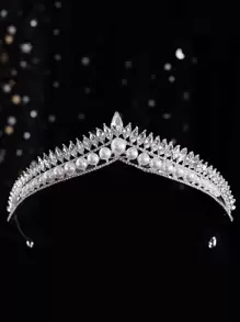 1 szt. Opaska z koroną ślubną dla nowożeńców z kryształem górskim do dekoracji włosów Eleganckie tiary