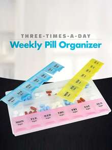1 件三排 21 格藥盒,7 天藥盒,英文便攜式家用大容量保健盒,塑膠藥丸收納盒,藥丸收納盒藥盒收納盒藥盒急救箱醫療包適合旅行家庭露營戶外徒步狩獵 - 彩色 - 查看 4
