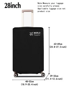 无纺布行李箱罩保护套旅行行李箱防尘罩耐磨防刮罩适用于18至30英寸旅行配件行李用品学校包学校配件学校用品 - 黑色 - 查看 2