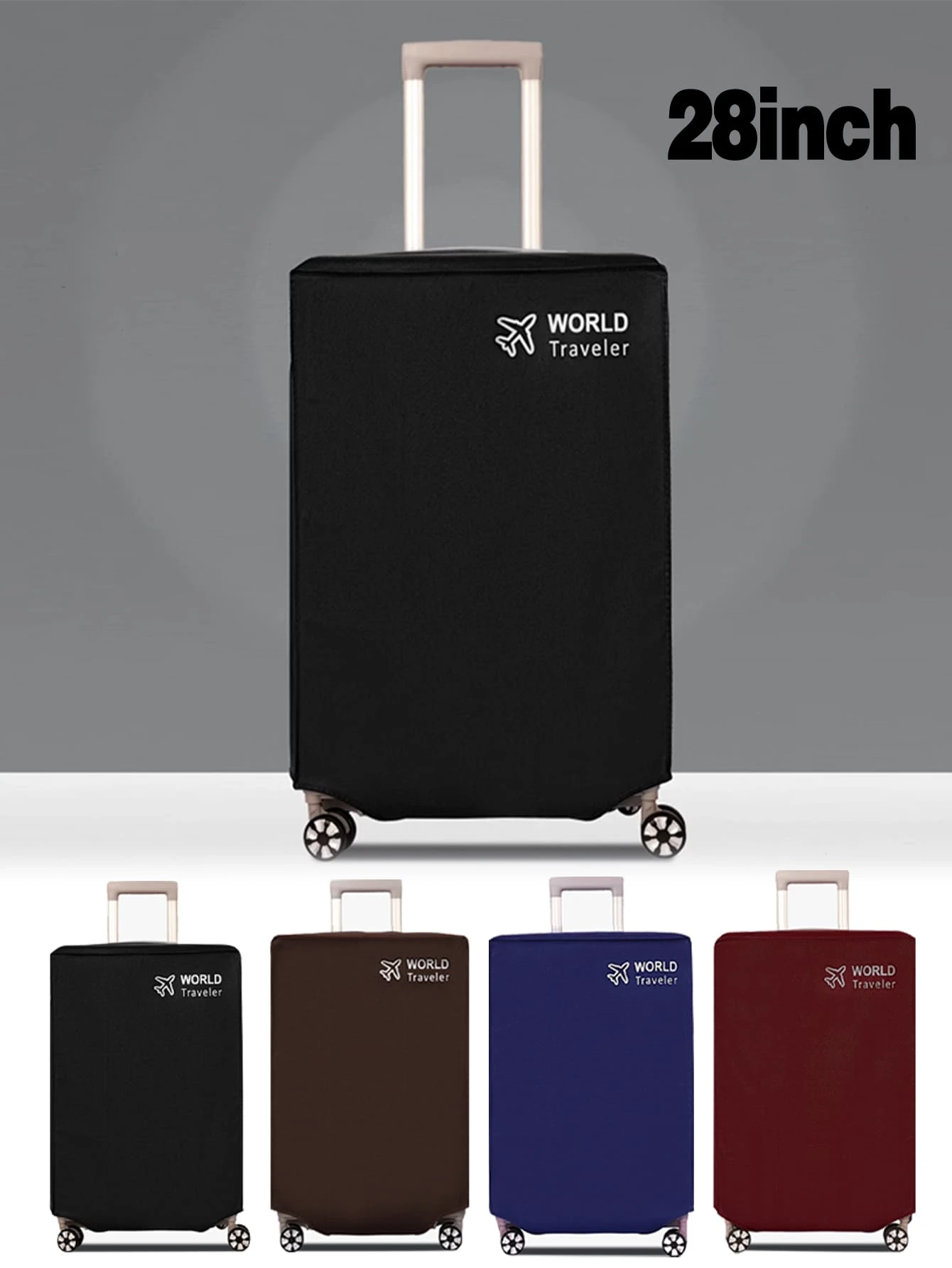 无纺布行李箱罩保护套旅行行李箱防尘罩耐磨防刮罩适用于18至30英寸旅行配件行李用品学校包学校配件学校用品 - 黑色 - 查看 1