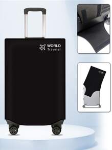 无纺布行李箱罩保护套旅行行李箱防尘罩耐磨防刮罩适用于18至30英寸旅行配件行李用品学校包学校配件学校用品 - 黑色 - 查看 3