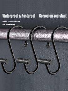 12入組/套鐵合金浴簾掛鉤浴室時尚素色浴簾掛鉤 - 黑色 - 查看 3