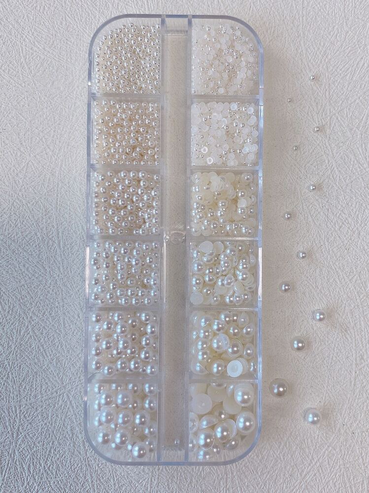 1盒装仿珍珠美甲装饰DIY指甲饰品美甲宝石美甲用品指甲 - 米色 - 查看 1