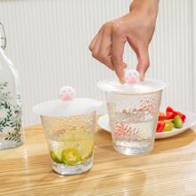 1pc Silicone Cup Lid, Creative Paw Decor Mug Cover For Cup - White - View 1