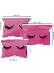 HMQ beauty 20入組旅行便攜式塑料化妝包帶拉鍊，適用於睫毛延長產品、化妝工具存儲和送禮 - 玫紅色 - 查看 6