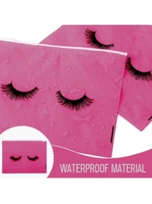 HMQ beauty 20入組旅行便攜式塑料化妝包帶拉鍊，適用於睫毛延長產品、化妝工具存儲和送禮 - 玫紅色 - 查看 5