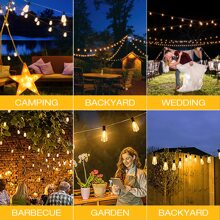 100ft Outdoor String Lights Waterproof, ST38 Globe Led Patio Lights With 24 Edison Vintage Bulbs, Connectable Outdoor Lights For Yard Porch Bistro