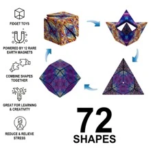Shape-Shifting Magic Cube: Transform Into Over 70 Shapes with 36 Rare Earth Magnets - Fidget Toy - Apricot - View 3