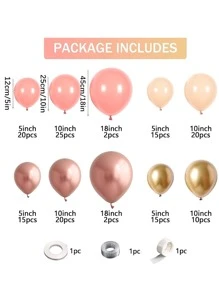 147 件波西米亚风淡粉色气球花环拱门套件带镀铬金属玫瑰金色气球适用于中性婴儿送礼会新娘送礼会生日派对装饰 - 彩色 - 查看 2