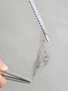 1pc 2-in-1 Multifunctional Drain Unblocker And Cleaning Brush With Bendable Design For Hair Cleaning In Sink Or Shower Drain - White - View 4