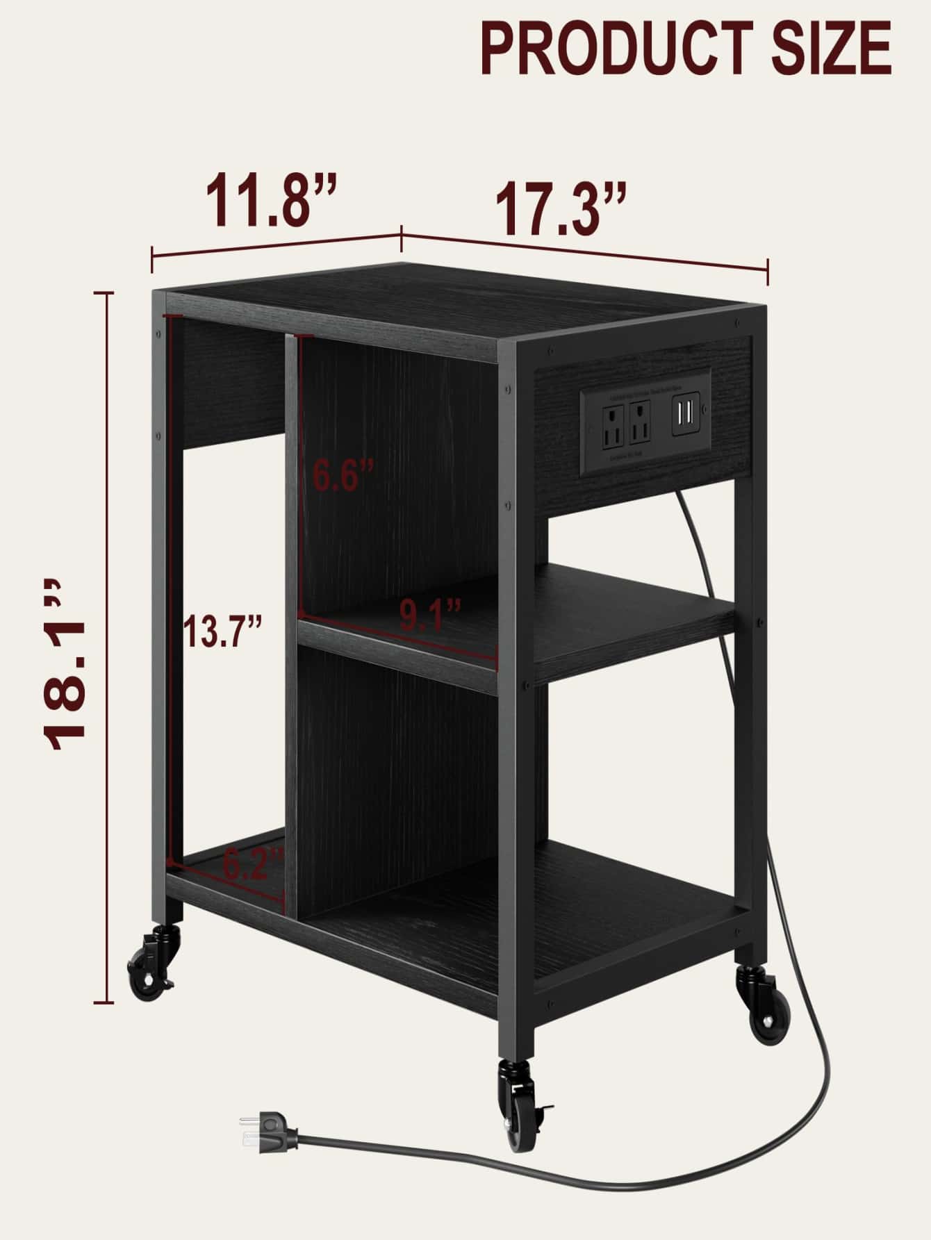 Printer Table with Charging Station, Home Office Desktop Printer Stand