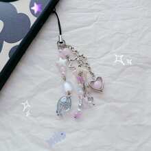 1pc Fashion ABS Cubic Zirconia Heart Fish Charm Phone Lanyard For Decoration - length about 12cm/4.7inch - View 2