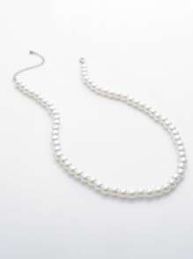 1條簡約時尚男款人造珍珠項鏈 - 白色 - 查看 3