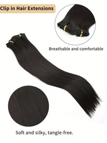 萬聖節 6 夾款式 16 夾合成 24 吋加長直髮接髮，女款天然黑棕色髮片 - 棕色 - 查看 5