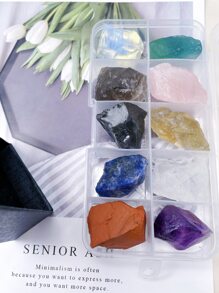 10 件/套天然水晶原石原石套装疗愈能量宝石原石和矿物脉轮疗愈石带盒最佳礼物 - 彩色 - 查看 3