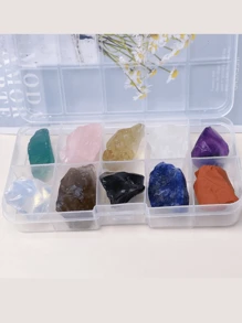 10 件/套天然水晶原石原石套装疗愈能量宝石原石和矿物脉轮疗愈石带盒最佳礼物 - 彩色 - 查看 4