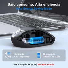 1Hora ratón inalámbrico 2.4G silencioso Sensible DPI 1600 Para esta Navidad - Negro - Ver 3
