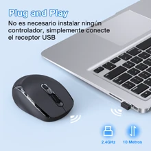 1Hora ratón inalámbrico 2.4G silencioso Sensible DPI 1600 Para esta Navidad - Negro - Ver 4