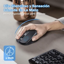 1Hora ratón inalámbrico 2.4G silencioso Sensible DPI 1600 Para esta Navidad - Negro - Ver 5