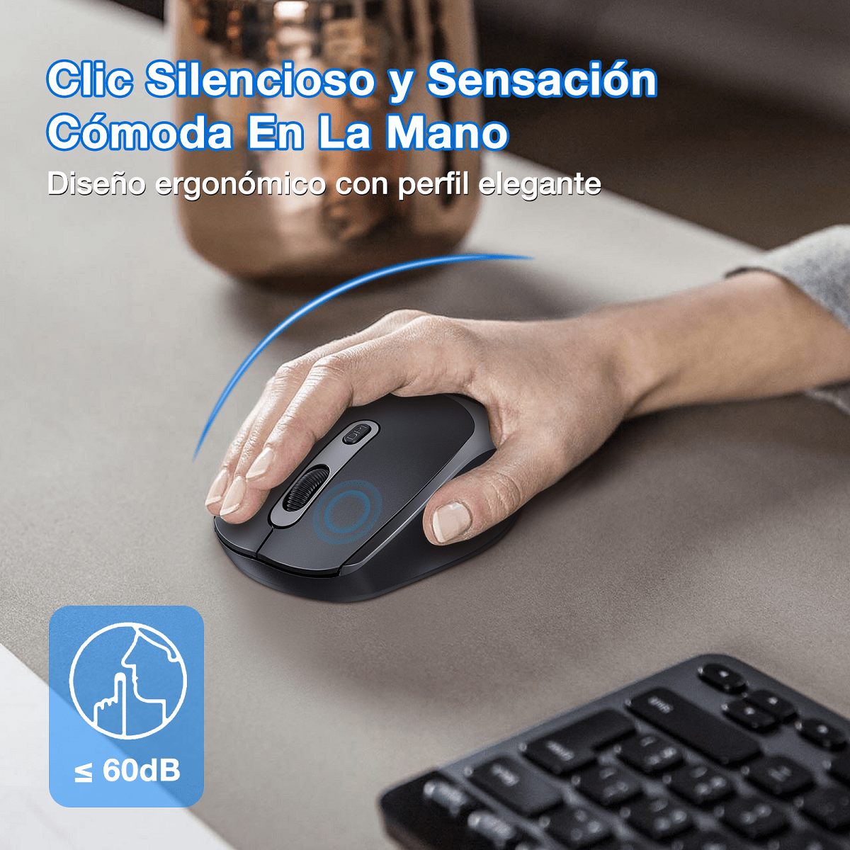 1Hour 2.4G Silent Wireless Mouse Sensitive DPI 1600 - 黑色 - 查看 5