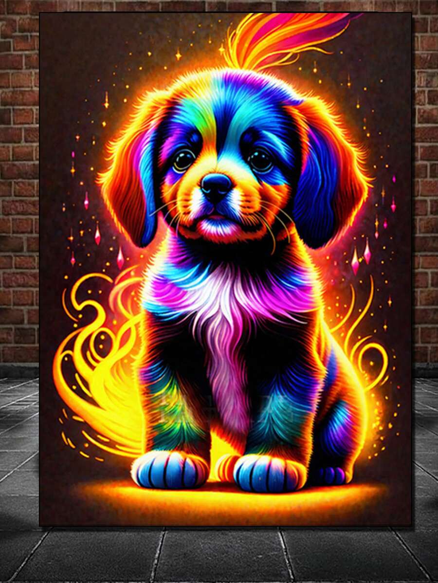 5D DIY Diamond Painting Colorful Cute Dog - Multicolor - View 1