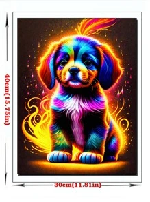 5D DIY Diamond Painting Colorful Cute Dog - Multicolor - View 3