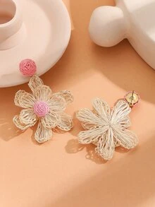 1雙波西米亞風格甜美風花耳墜適用於海灘假期 - 粉色 - 查看 4