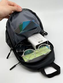 多功能迷你中性風格腰包單肩包斜挎包休閒包斜挎包高中生大學生新生 - 黑色 - 查看 3