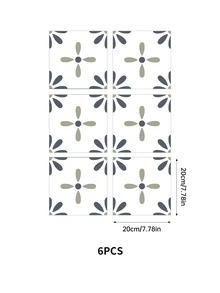 6pcs Vintage Floral Pattern Floor Tile Stickers - Multicolor - View 3