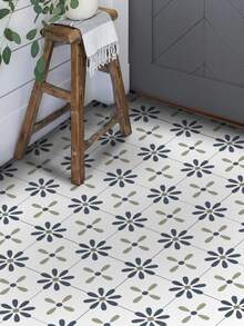 6pcs Vintage Floral Pattern Floor Tile Stickers - Multicolor - View 1