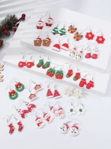 4 cặp/bộ Chuông lấp lánh Giáng sinh, Cây, Tuần lộc, Mũ, Vớ, Găng tay, Bộ bông tai thiết kế người tuyết & bông tuyết, kèm thiệp chúc mừng (Ngẫu nhiên) - Nhiều màu - Xem 7