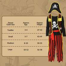 Pirate Costume for Boys Halloween Role Play Dress Up Set with Pirate Accessories, Kids Halloween Theme Party Cosplay Gift - 彩色 - 查看 3