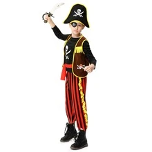 Pirate Costume for Boys Halloween Role Play Dress Up Set with Pirate Accessories, Kids Halloween Theme Party Cosplay Gift - 彩色 - 查看 4