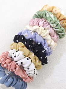 10pcs/Pack Women's Colored Dacron Cloth Bow Scrunchies, Suitable For Daily Use Casual,Dopamine Hair Ties Scrunchy Hair Ties Ponytail Head Accessories Elastic Band Beauty Home Hair Accessories Hair Rubber Bands - Multicolor - View 3