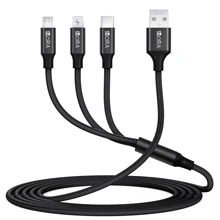 1Hour 3 In 1 Charger USB Fast Charging Cable Micro USB Cable V8 / Type C / Lighting - Black - View 2
