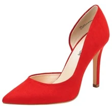 JENN ARDOR Women's Stiletto High Heel Pumps 4inch Party Dress Office Shoes - Da lộn đỏ - Xem 1