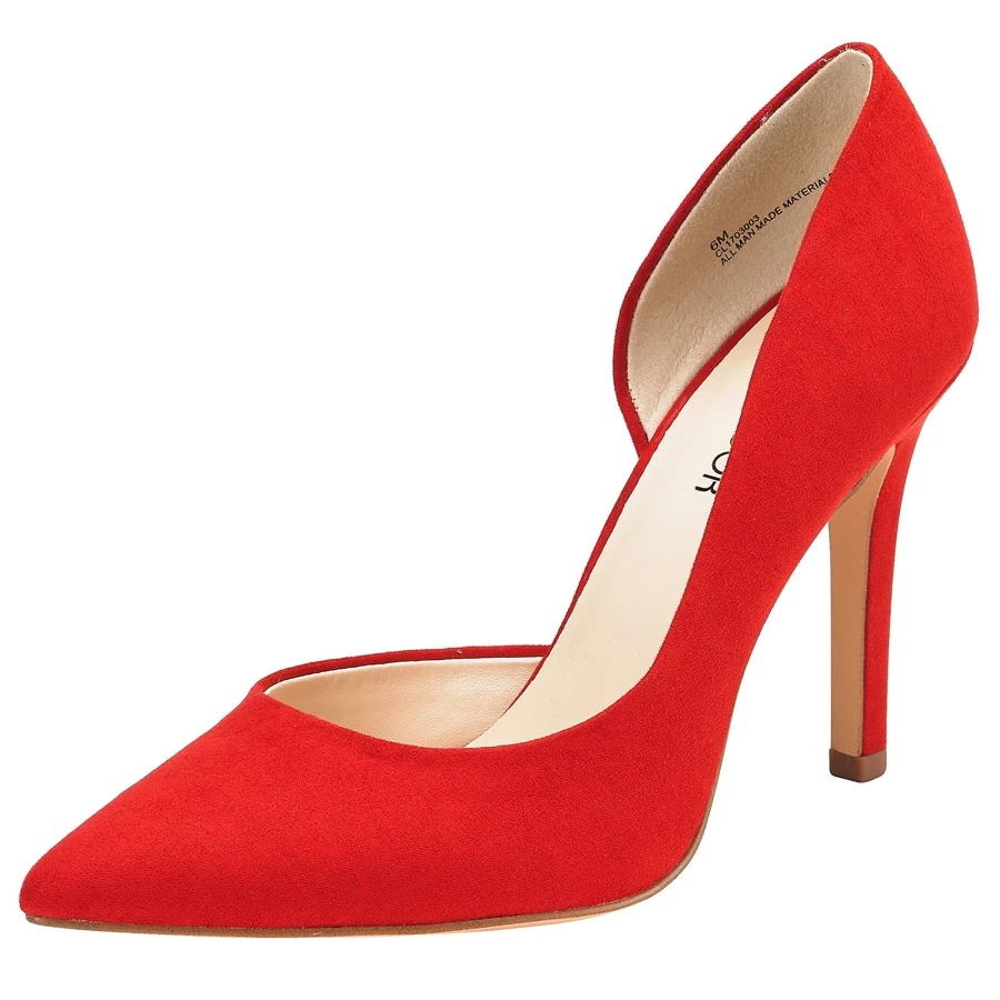 JENN ARDOR Women's Stiletto High Heel Pumps 4inch Party Dress Office Shoes - Da lộn đỏ - Xem 1