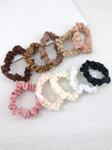 10 pièces/paquet Attaches cheveux en satin pour femmes avec nœud papillon pour une utilisation quotidienne. Chouchous décontractés.