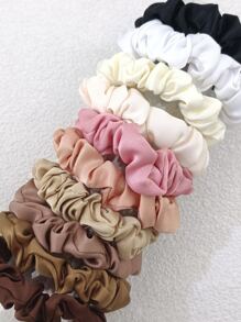 10 pièces/paquet Attaches cheveux en satin pour femmes avec nœud papillon pour une utilisation quotidienne. Chouchous décontractés.