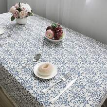 Blue And White Porcelain Pattern Tablecloth, 140cm Width X 200cm Length - 藍白色 - 查看 9