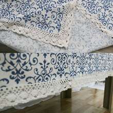 Blue And White Porcelain Pattern Tablecloth, 140cm Width X 200cm Length - 藍白色 - 查看 11