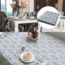 Blue And White Porcelain Pattern Tablecloth, 140cm Width X 200cm Length - 藍白色 - 查看 3