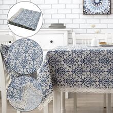 Blue And White Porcelain Pattern Tablecloth, 140cm Width X 200cm Length - 藍白色 - 查看 6