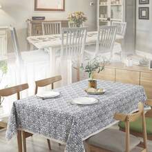 Blue And White Porcelain Pattern Tablecloth, 140cm Width X 200cm Length - 藍白色 - 查看 2