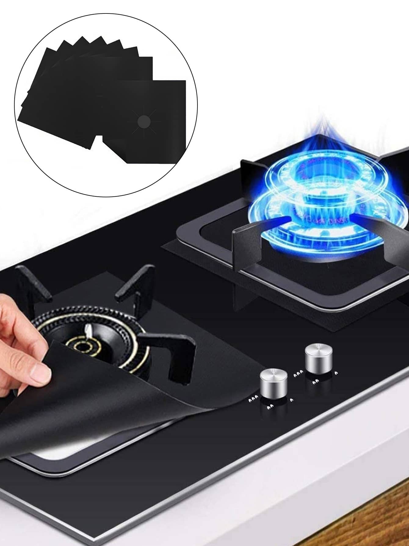 8pcs Stove Burner Covers Gas Stove Protectors Black, Reusable, Non