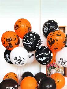20入組萬聖節圖案蝙蝠,黑色貓,蜘蛛形狀氣球(10寸),隨機風格帶膠黏劑點和緞帶 - 彩色 - 查看 3