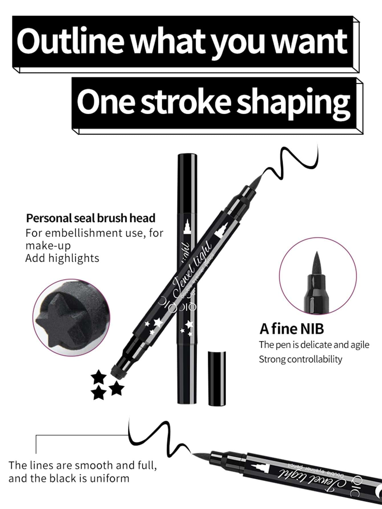 Double Ended Eyeliner Stamp Pen, Liquid Red Eyeliner Seal Pen, Heart