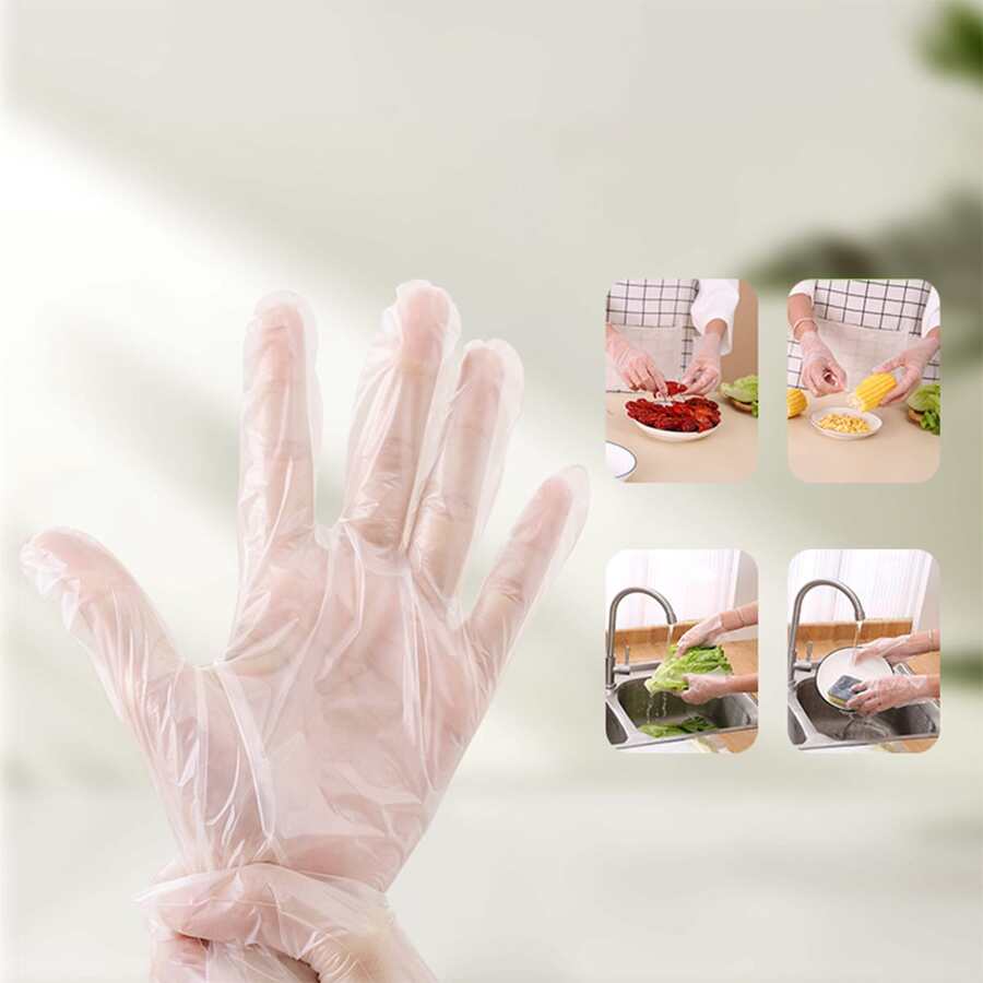 100pcs Disposable Latex Rubber Gloves For Household, Catering, Kitchen, Baking - White - View 1